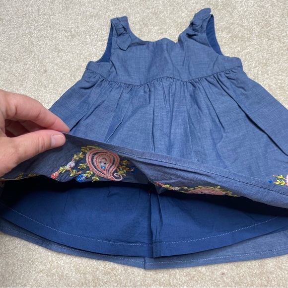 Janie and Jack NWT blue sleeveless embroidered fit and flare dress sz 3-6 months - Picture 2 of 8